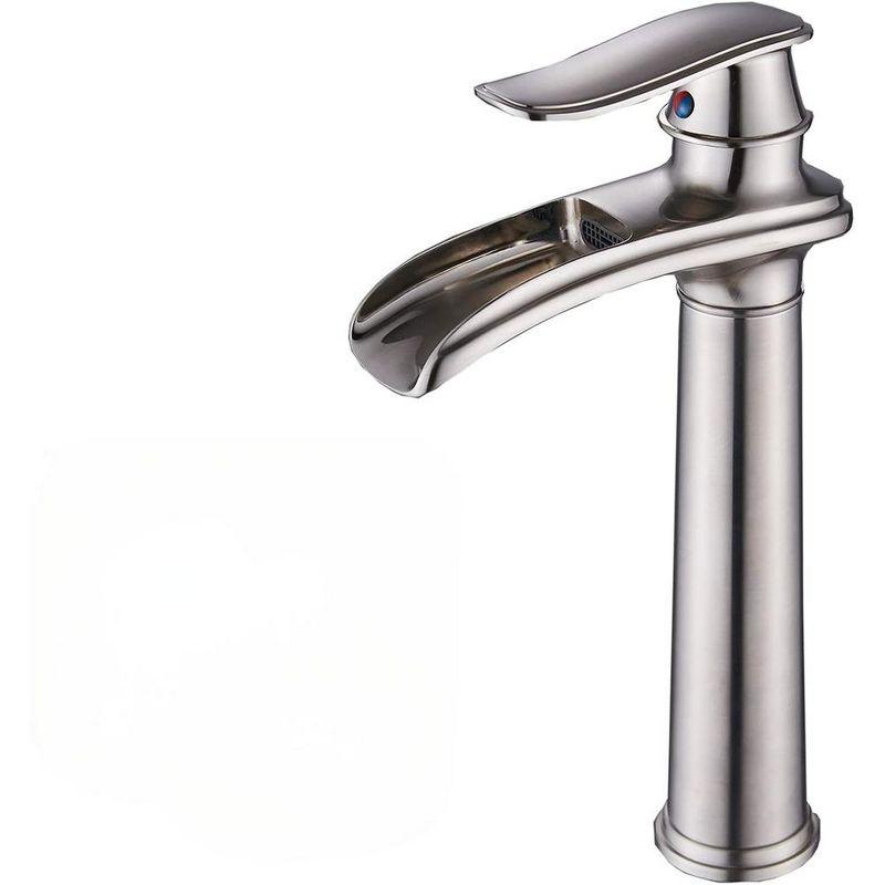 Brushed Nickel Tall Single Handle Vessel Sink Faucet