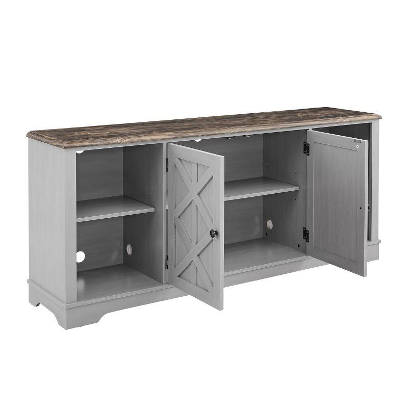 TV Stand for TVs up to 78" Gray - Home Essentials: Swing Doors, Open Shelf, Cable Management