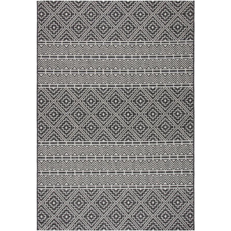 24" Black Synthetic Easy-Care Indoor/Outdoor Flatweave Rug