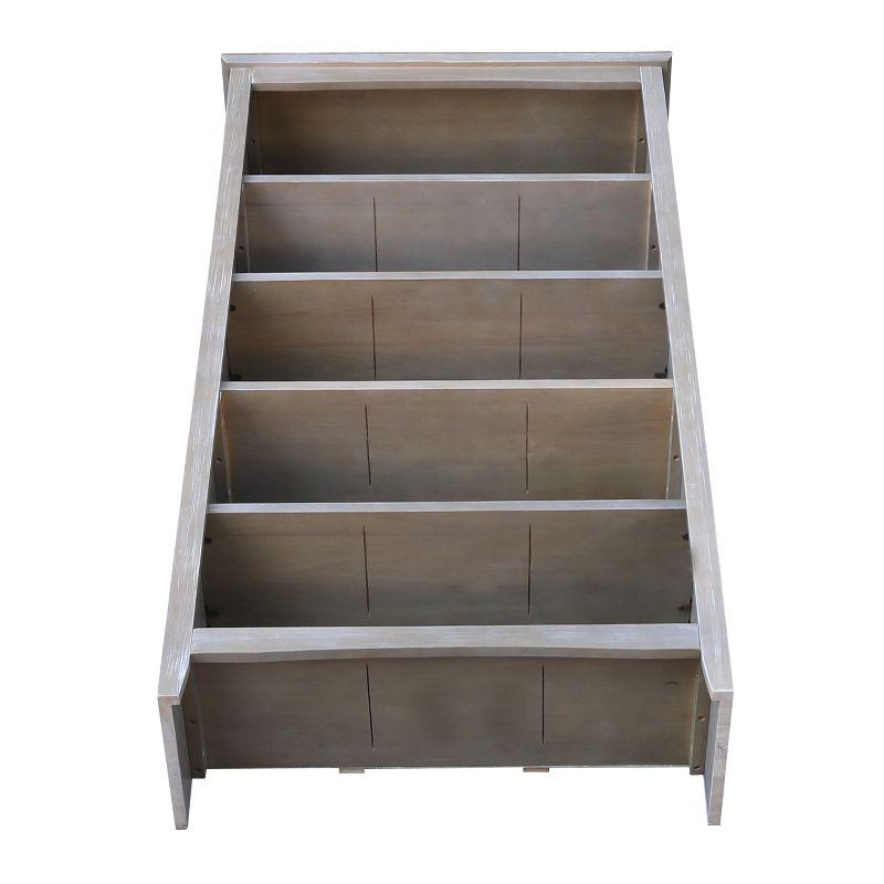 60" Shaker Bookcase Washed Gray/Taupe - International Concepts: Solid Wood, 4-Shelf Storage