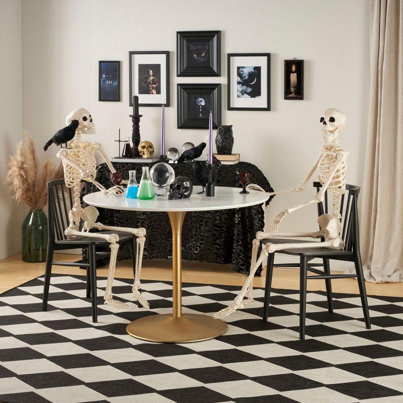Nourison Positano Retro Diamond Flatweave Indoor Outdoor Low Pile Area Rug Black 4' x 6'