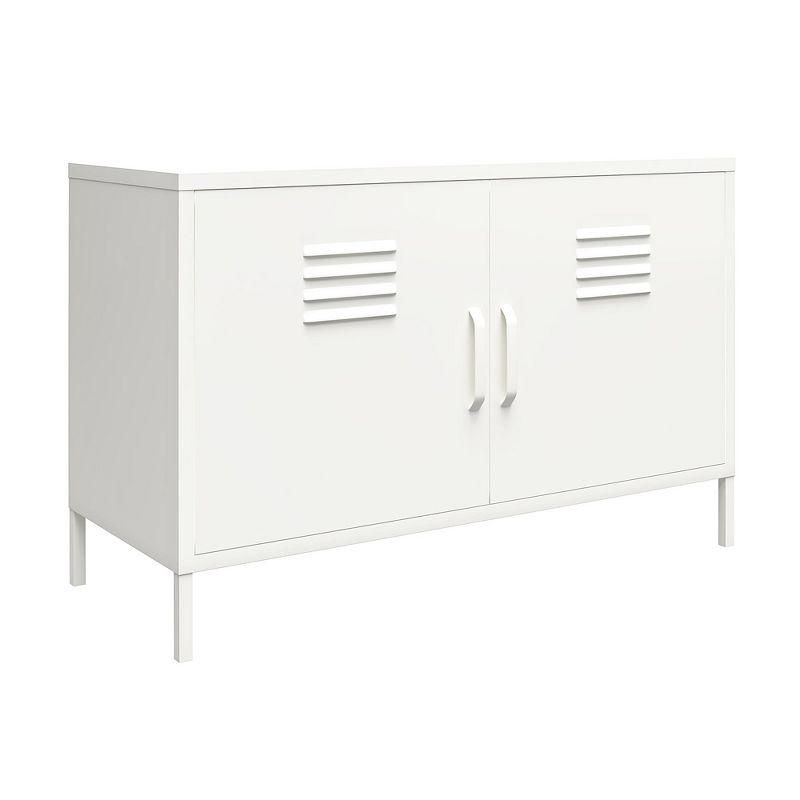 RealRooms Shadwick 2 Door Wide Metal Locker Accent Storage Cabinet, Soft White
