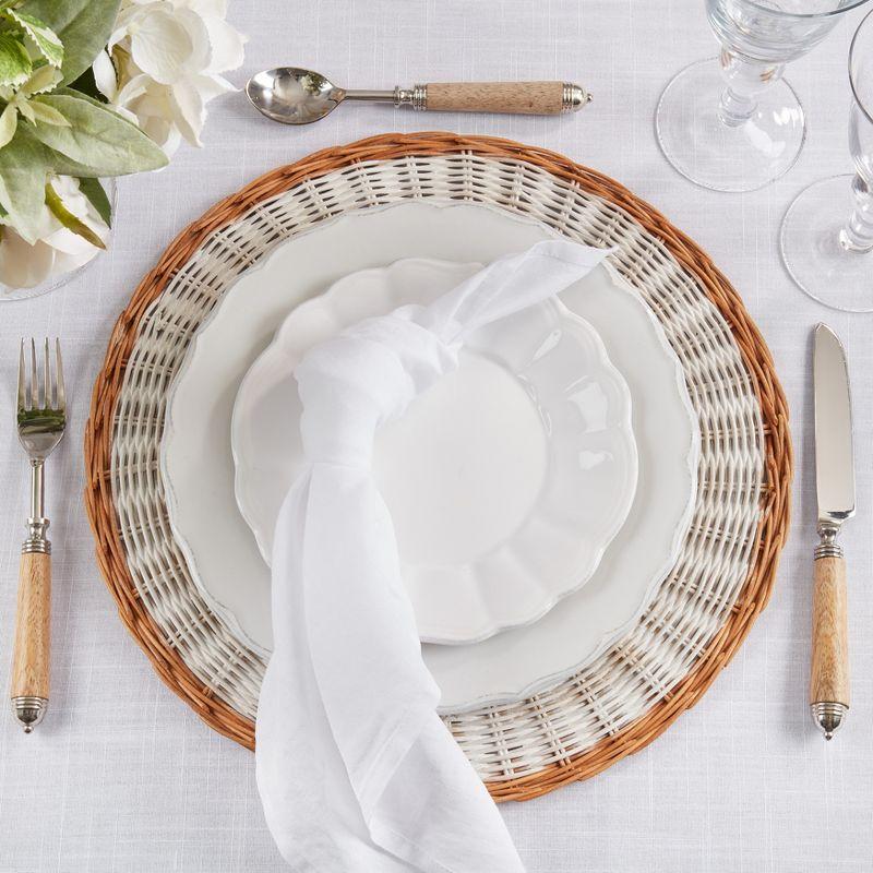 Saro Lifestyle Classic Pure 100% Linen Table Napkin (Set of 4), 20", White