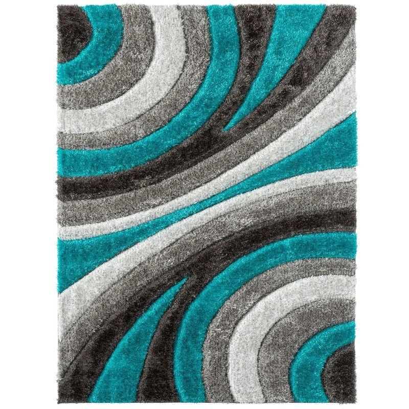 Luxe Weavers Modern Shag Geometric Area Rug, Turquoise 5x7