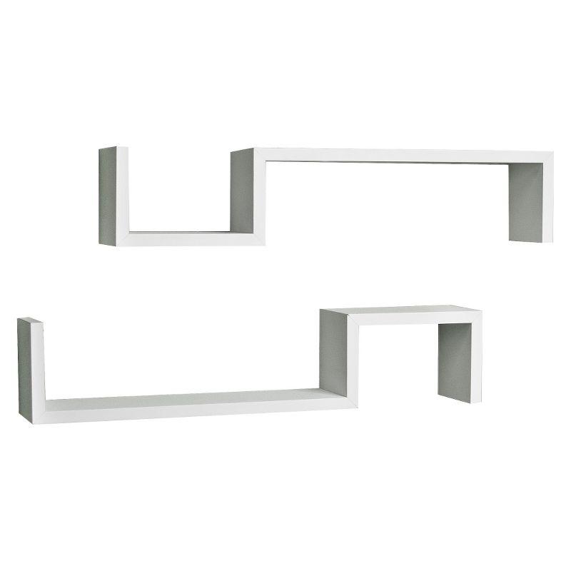 White MDF Floating Wall Shelves Set of 2