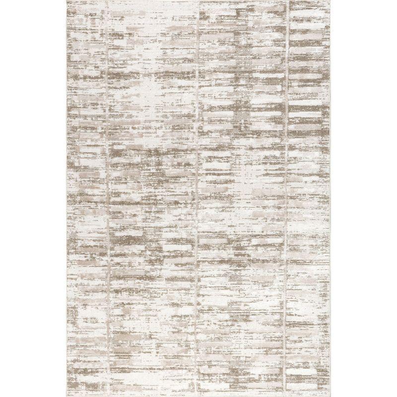 Cambria Beige Geometric Washable Synthetic Area Rug 5x8