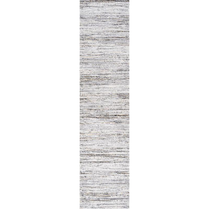 Modern Strie' Gray and Black Synthetic Kids Area Rug