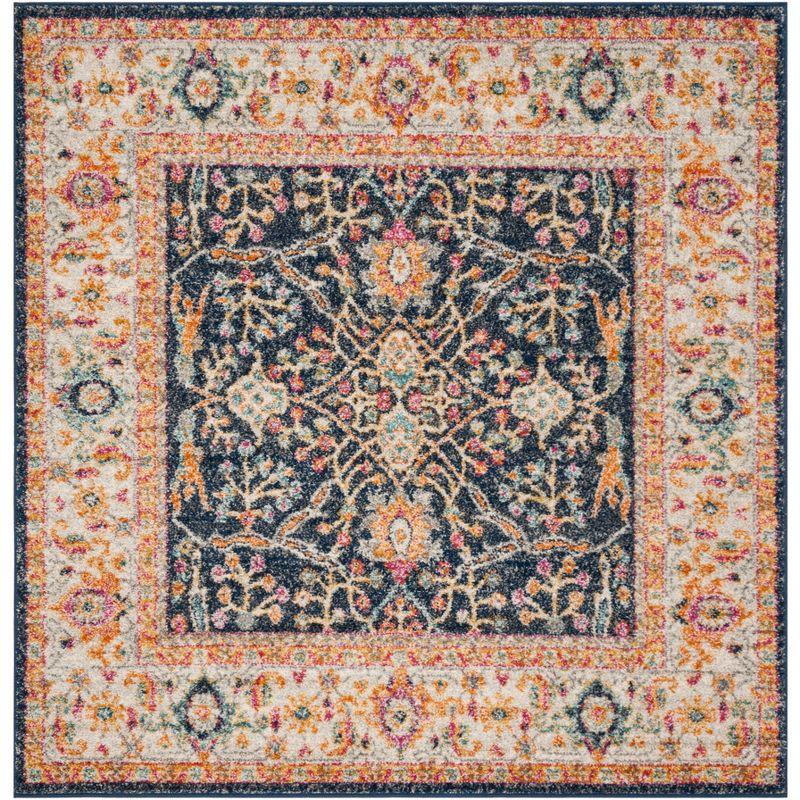 Madison MAD612 Power Loomed Area Rug - Navy/Creme - 5'3"x5'3" - Safavieh.