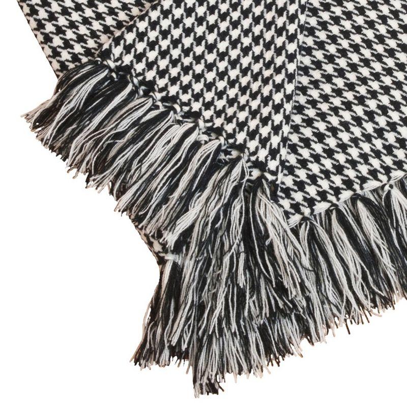 Black and White Houndstooth Reversible Throw with Fringe