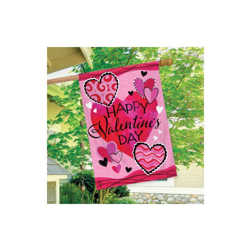 Patterned Valentine's Hearts Double Sided House Flag 40" x 28" Briarwood Lane