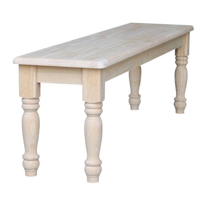 Elegant Farmhouse 62" Unfinished Solid Hardwood Bench