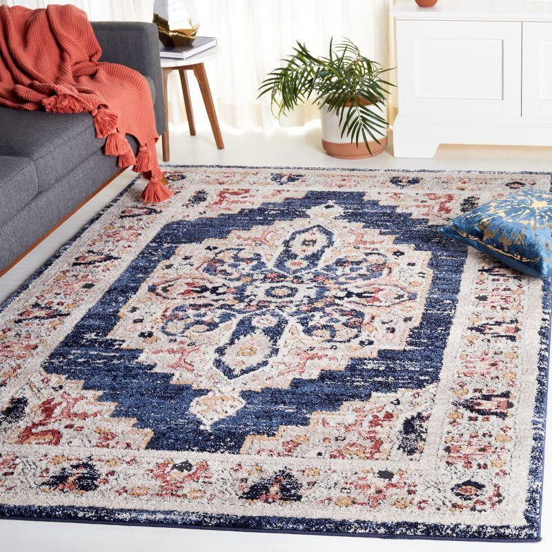 Luna Blue and Beige Synthetic Hand-knotted Area Rug