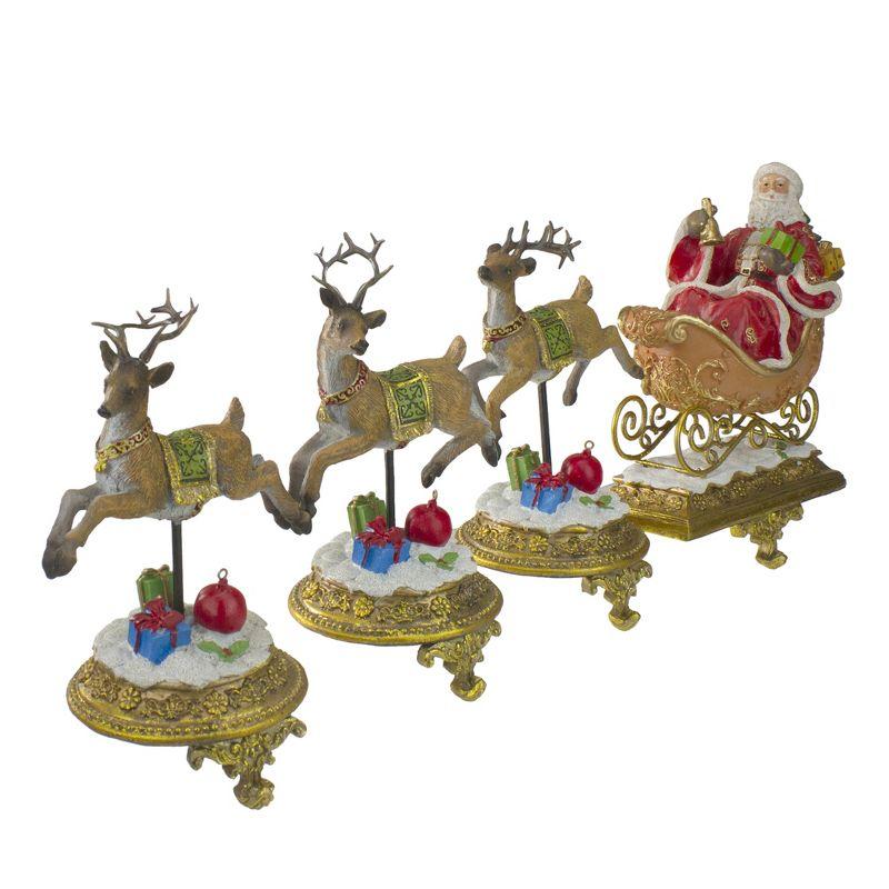 Northlight Santa and Reindeer Christmas Stocking Holders - 9.5" - Set of 4