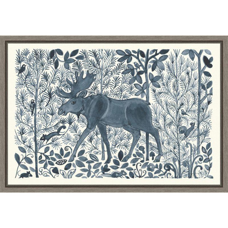 Graywash Forest Life VI Canvas Art with Moose and Squirrel