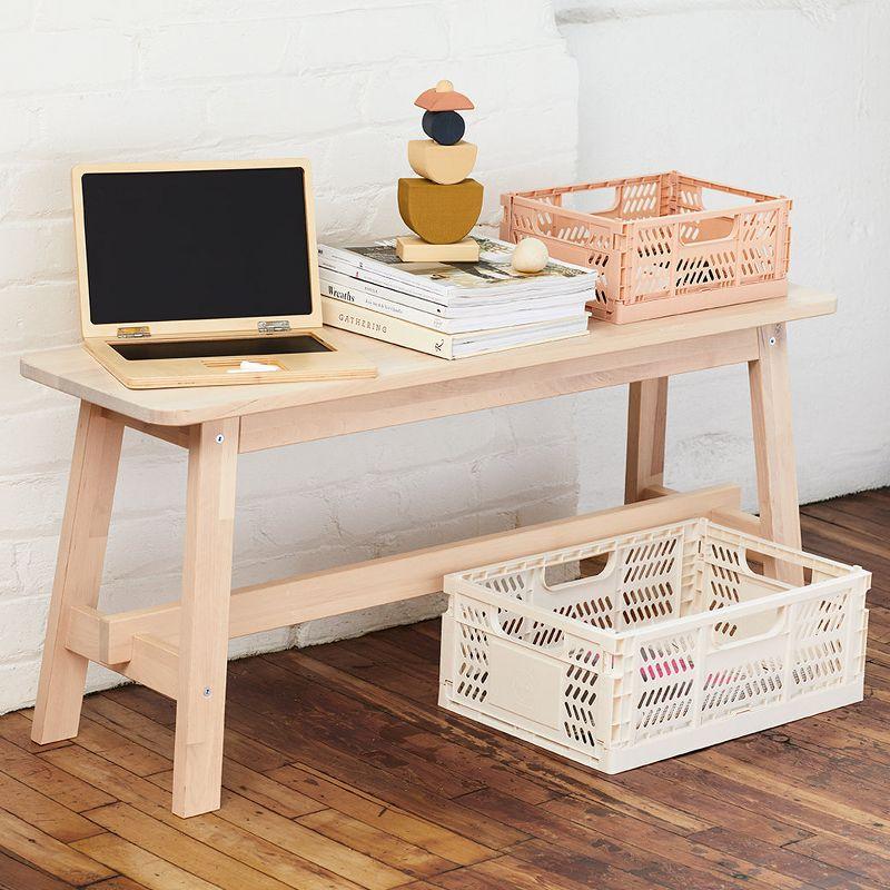 3 Sprouts Rectangular Recycled Plastic Foldable Crate (Large Size) - Cream