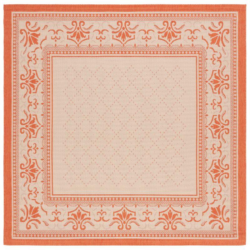 Courtyard CY0901 Power Loomed Indoor and Outdoor Area Rug - Natural/Terra - 7'10"x7'10" - Safavieh