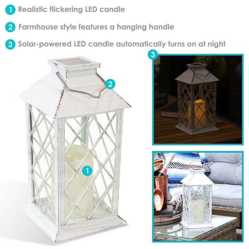 Sunnydaze Outdoor Concord Hanging Tabletop Solar LED Rustic Farmhouse Decorative Candle Lantern - 11"