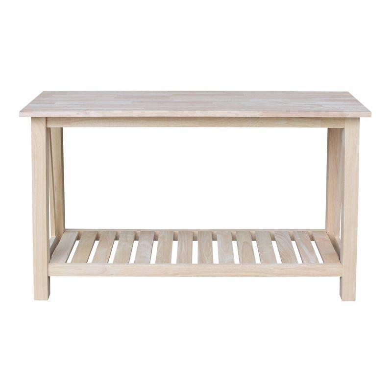 Surrey Console Sofa Table Unfinished - International Concepts: Hardwood, Rectangular, Fixed Shelf