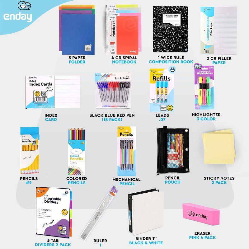 105-Piece School Supplies Kit for High School & College – Binders, Notebooks, Folders, Pens, Pencils, Sticky Notes, Dividers, Ruler, Erasers & More