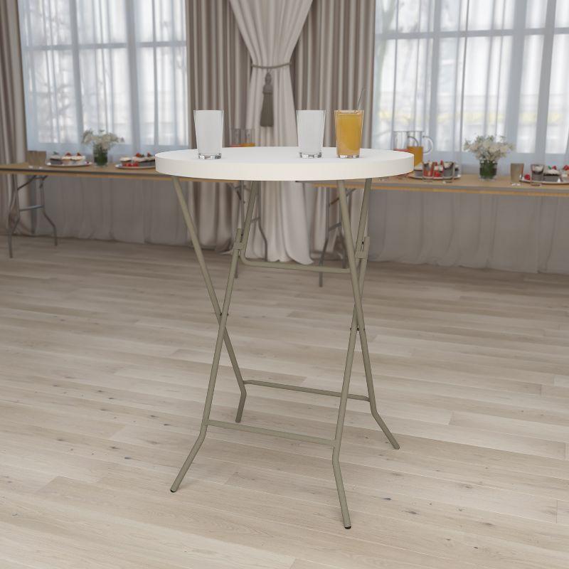 Emma + Oliver 2.63-Foot Round White Plastic Bar Height Folding Table