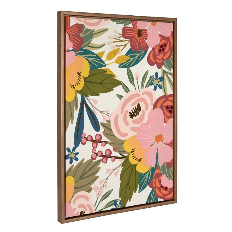 23" x 33" Slyvie Softly Framed Canvas Wall Art by Mia Charro Gold - Kate and Laurel: Modern Botanical Screen Print, Sawtooth Back