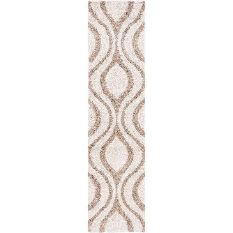 Florida Shag SG461 Power Loomed Indoor Runner Rug - Ivory/Beige - 2'3"x9' - Safavieh