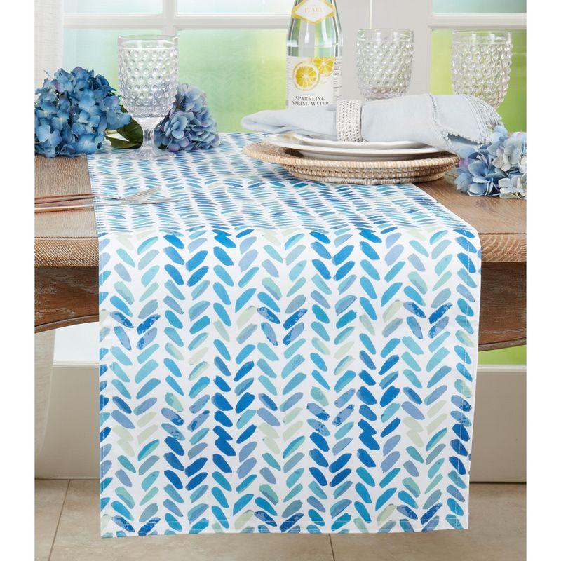 Saro Lifestyle Watercolor Table Runner With Chevron Design