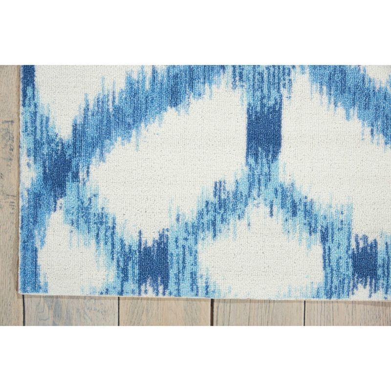 Aegean Blue and White Square Trellis Indoor/Outdoor Rug