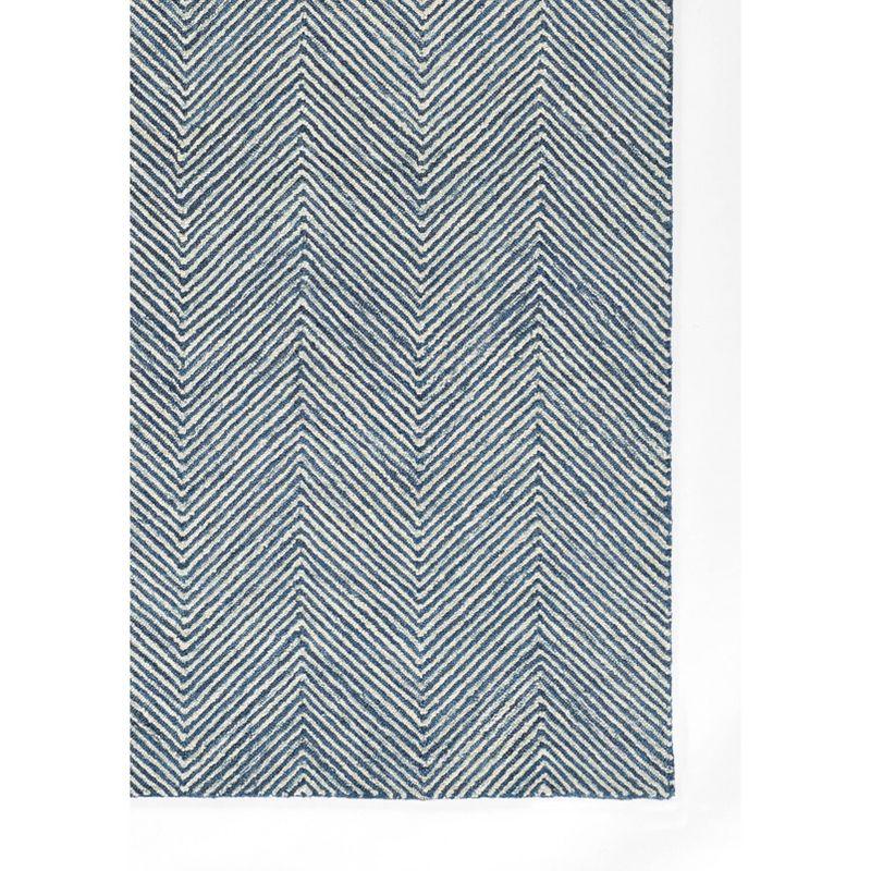 Momeni 8'x10' Charles Zig Zag Handtufted Area Rug Denim Blue: Wool, Cotton & Latex Backing, Low Pile, Indoor Use