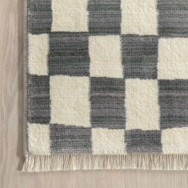 Nuloom Dominique Abstract Checkered Fringe Area Rug