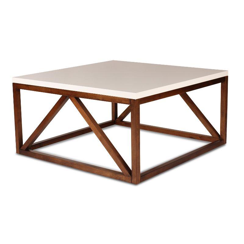 Kaya 36'' Walnut Square Wood and Metal Modern Coffee Table