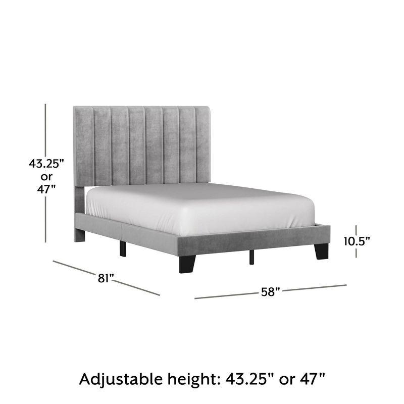 Crestone Full Gray Velvet Tufted Upholstered Platform Bed