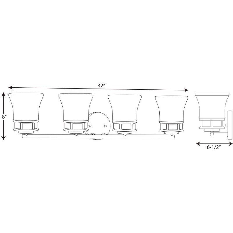 Progress Lighting Cascadia 4-Light Bath Vanity, Polished Chrome, Etched Glass Shades