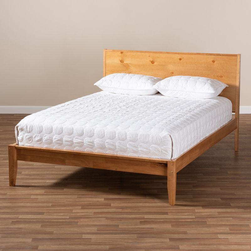 Marana Full Size Natural Pine Upholstered Platform Bed