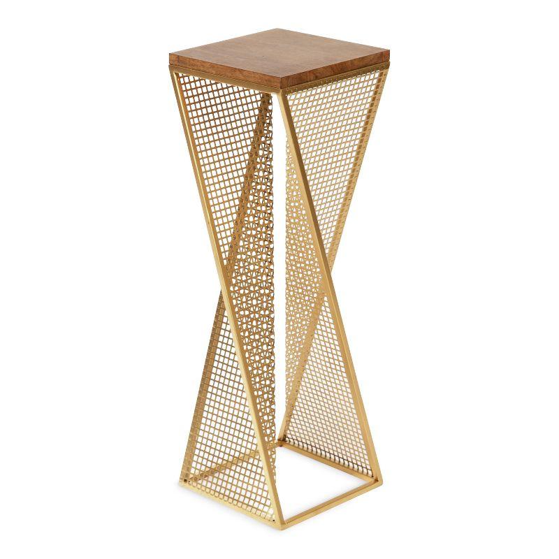 Kate and Laurel Elita Wood and Metal Pedestal End Table