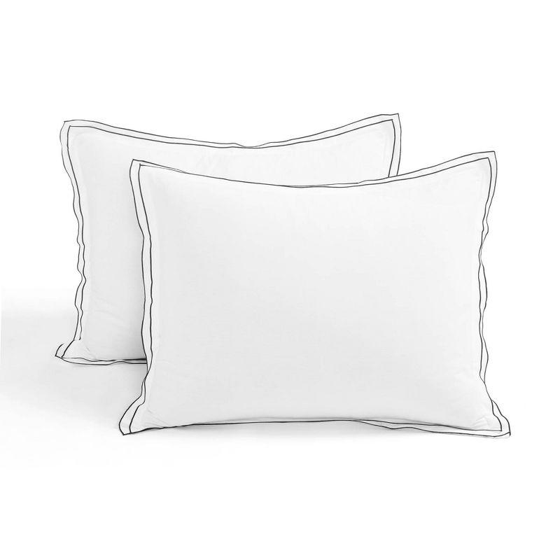 Hampton Double Flange Embroidered Contrast Edge Comforter 3 Pieces Set