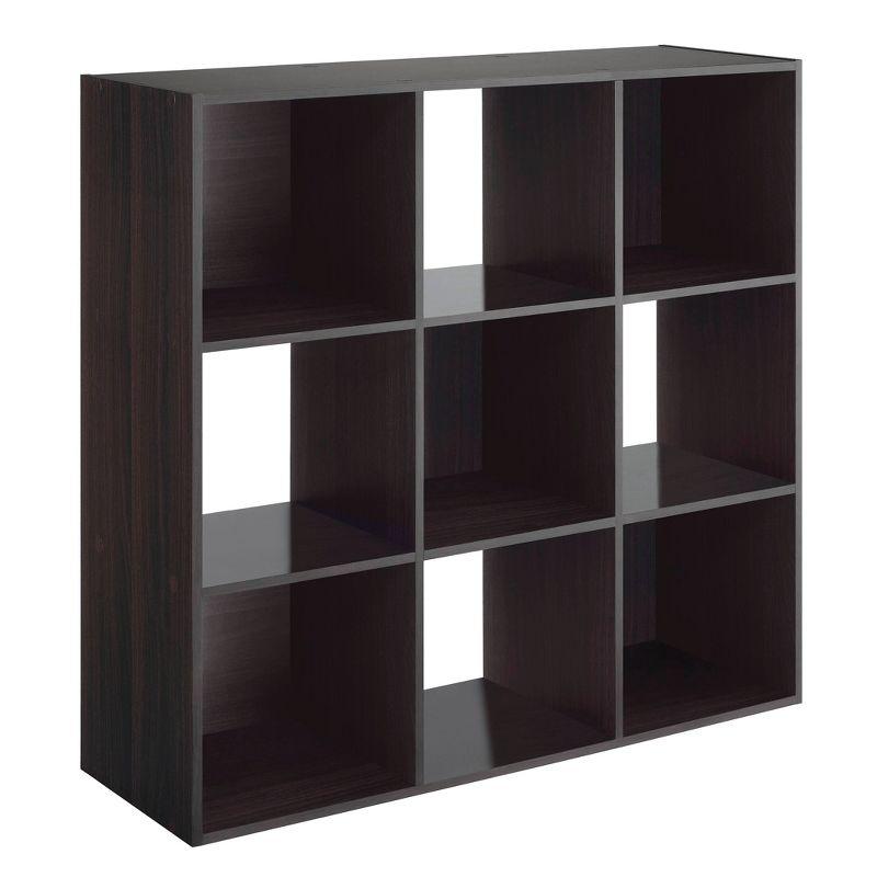 Whitmor 9 Section Cube Organizer Espresso: Universal Storage, 35.5" x 11.75", Particle Board & Steel, Divided Shelves