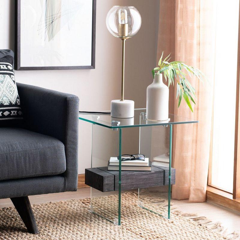 Kayley Accent Table - Glass/Black Oak Shelf - Safavieh.