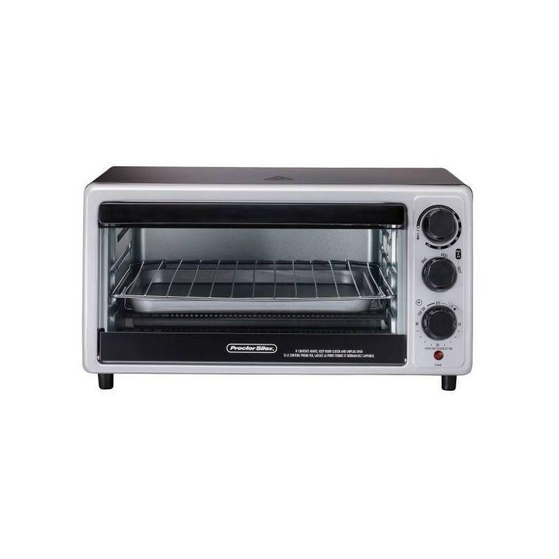 Proctor Silex 6sl Toaster Oven 31124: Countertop Small Oven, 1500W, Silver, Includes Broiler & Baking Pan, Freestanding