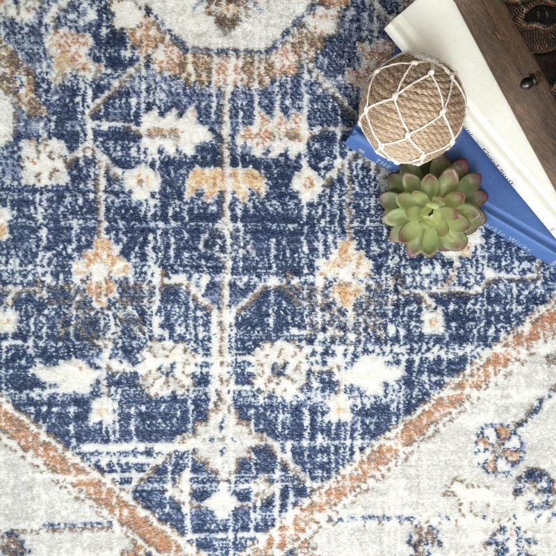 Nuloom Jacquie Oriental/Persian 3x5 Accent Indoor Area Rug for Living Room Bedroom Dining Room Entryway Kitchen, Blue/Ivory