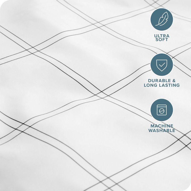 Microfiber King - Open End - 20 x 40 Modern Plaid - White/Grey Pillowcase Set by Bare Home