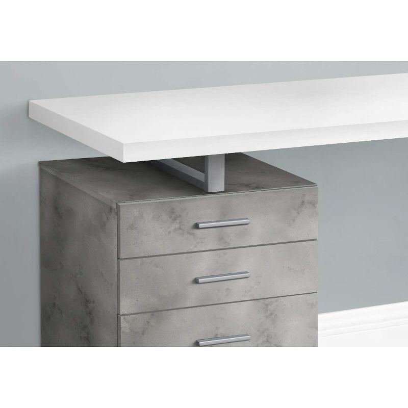 Monarch Specialties Computer Desk Home Office Laptop Left Right Set-Up Storage Drawers 48InchL Work Metal Laminate Grey White Contemporary Modern