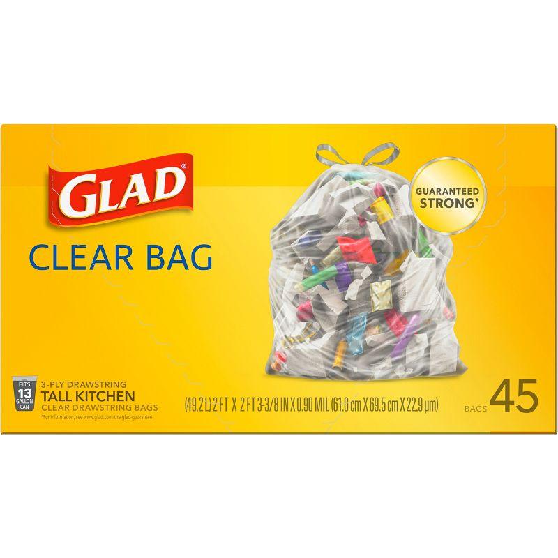 Glad Tall Kitchen Drawstring Recycling Bags + Clear Trash Bags - 13gal/45ct