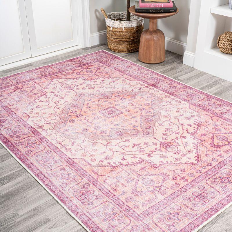 Alacati Ogee Medallion Machine-Washable Area Rug - JONATHAN Y