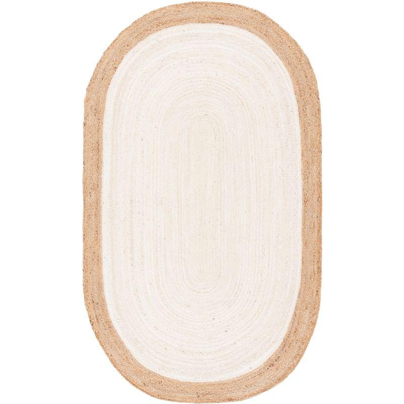 Natural Fiber NF801 Hand Woven Area Rug - Ivory/Natural - 4'x6' Oval - Safavieh.