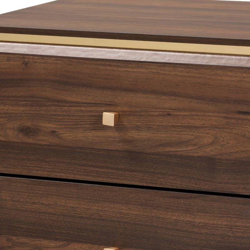 Cormac Wood and Metal 2 Drawer Nightstand - Baxton Studio