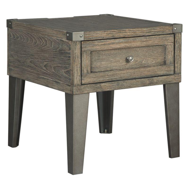 Signature Design by Ashley Chazney Rectangular End Table Rustic Brown: Farmhouse Style with Drawer Storage