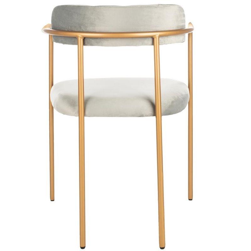 Elegant Transitional Grey Velvet & Gold Metal Side Chair