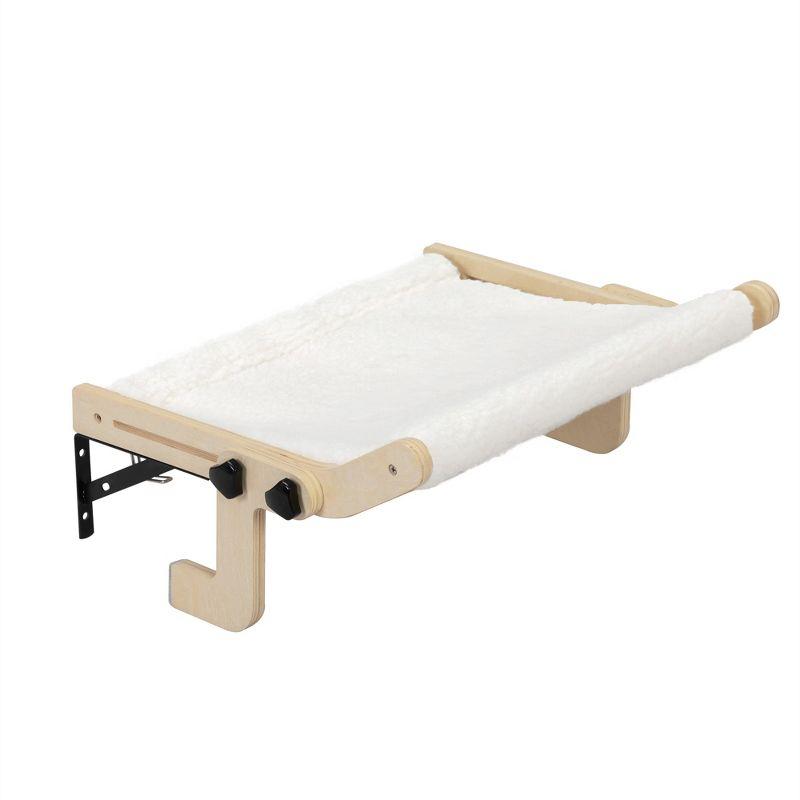 Cat Window Perch, Wood Window Perch For Large Cats, Cat Window Hammock Bed Seat, 55 Lbs Weight Capacity Cat Hammock For Windowsill, Bedside, Cabinet