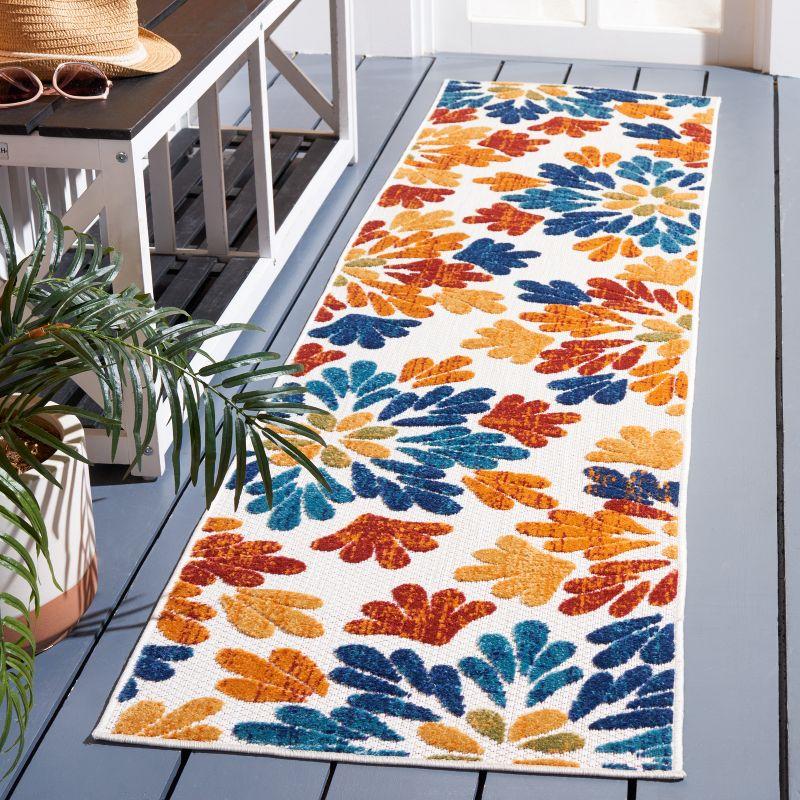 Cabana Cream and Red Floral Synthetic 2' x 8' Runner Rug